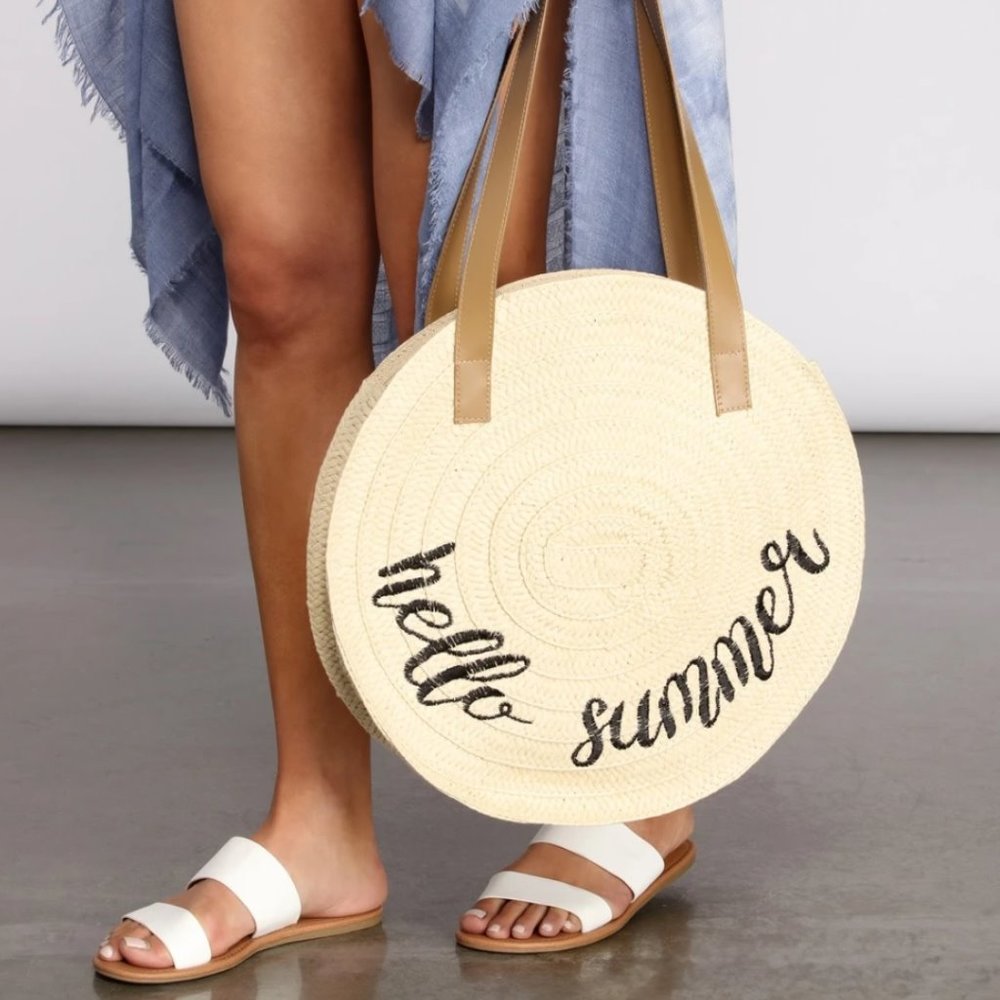 HELLO SUMMER STRAW ROUND BAG